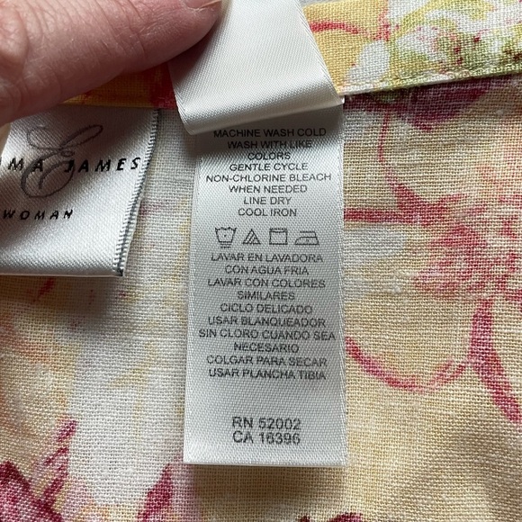 Emma James Linen Rayon Butter Yellow Floral Tiered Skirt 16W Fairy Cottage Boho - Picture 7 of 9